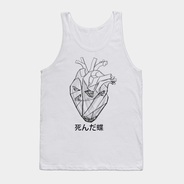 Dead butterflies in heart (inspired from gorillaz) black and white Tank Top by Arniisk